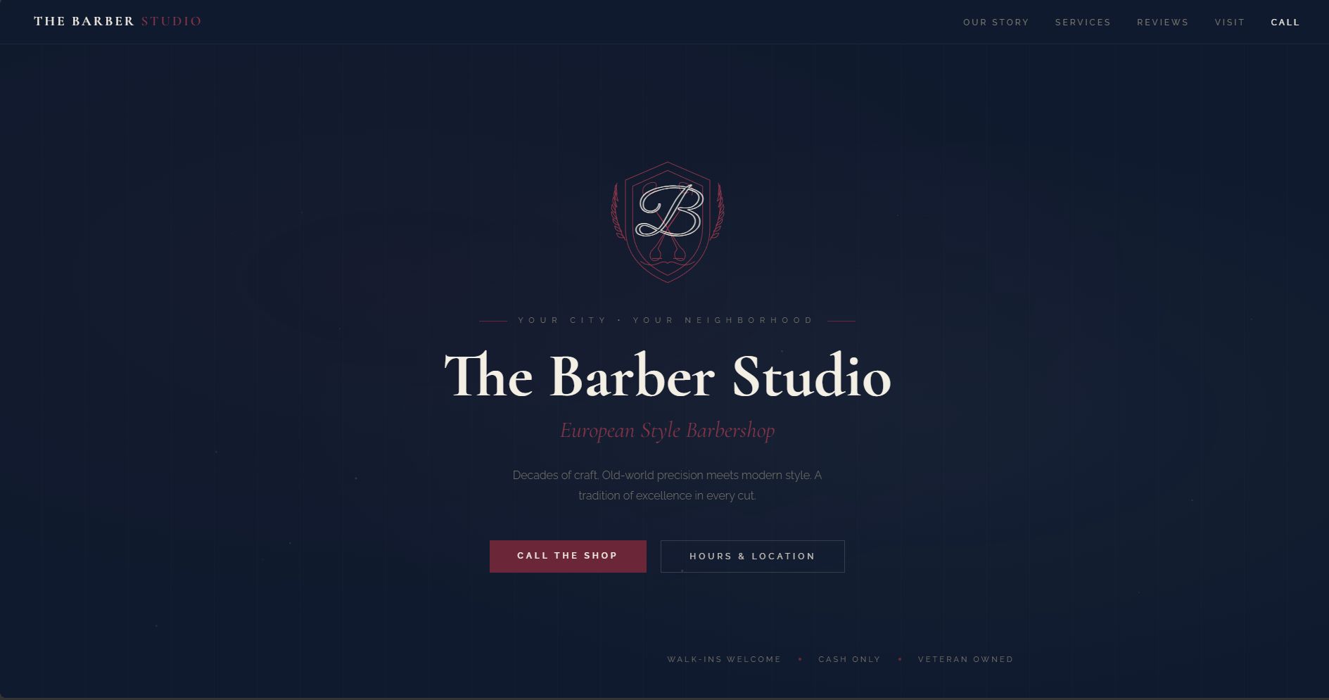 The Barber Studio website