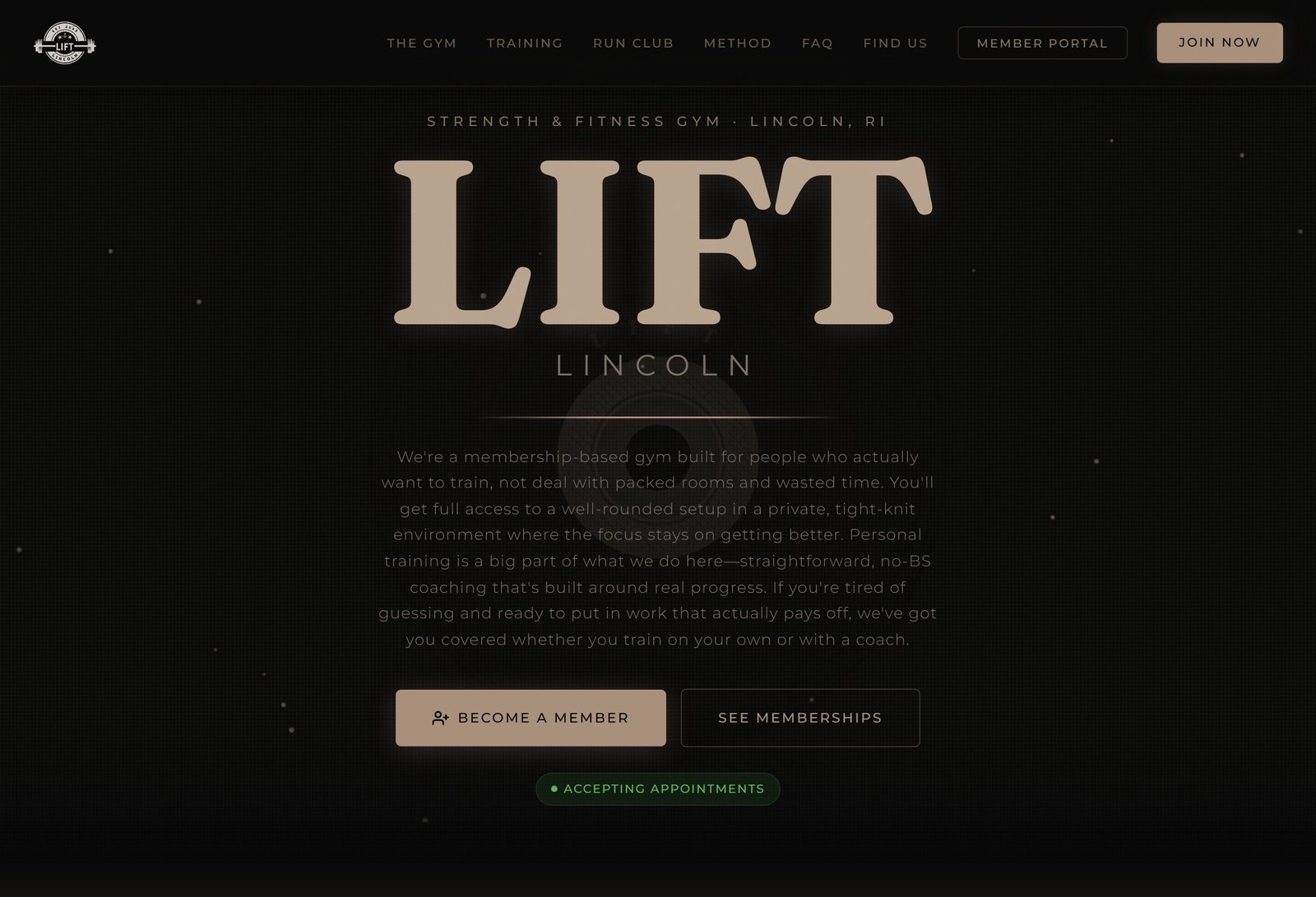 LIFT Lincoln gym website