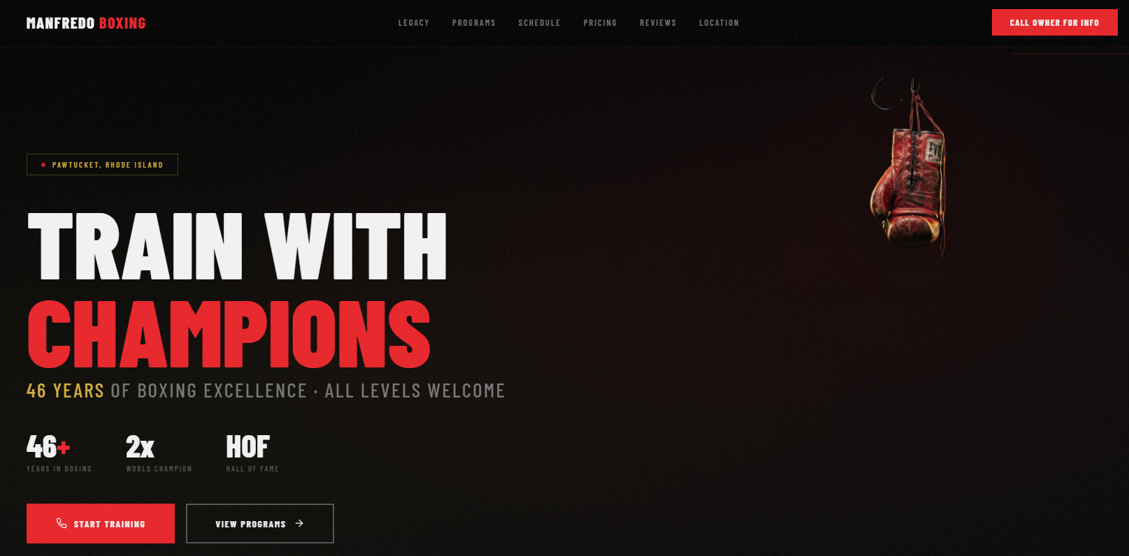 Manfredo Boxing — custom website