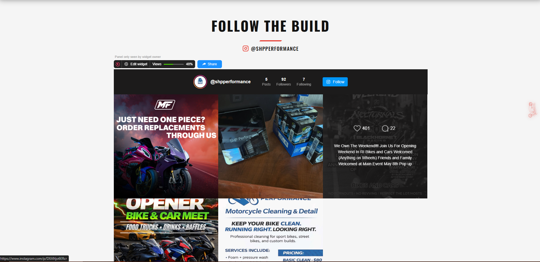 SHP Performance — custom website
